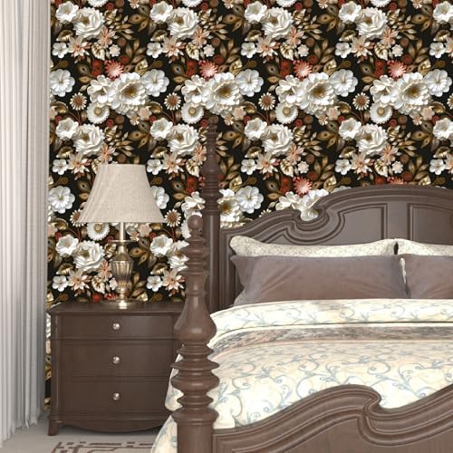 Laatse Dark Gold Floral Wallpaper Peel and Stick 17.5" × 118" - Image 2