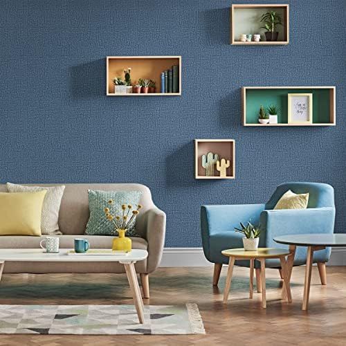 Blue Peel and Stick Wallpaper Grasscloth Decor Paper 17.7in x 118in - Image 3