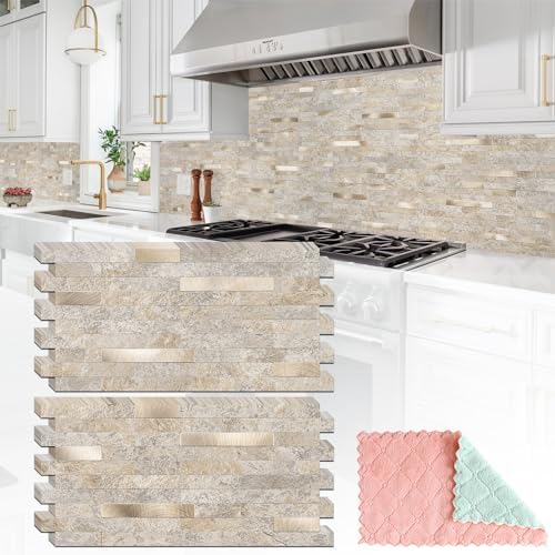 StyloVue 20 Sheets Peel and Stick Backsplash, Dark Beige by StyloVue