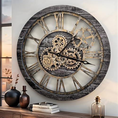 ImprovingLife The Original Real Moving Gear Wall Clock Vintage Industrial by THEGEARSCLOCK