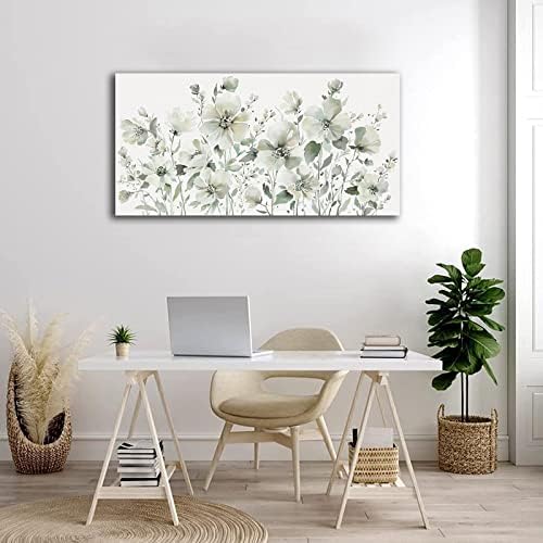 Elegant Flowers Wall Art Abstract Floral Pictures Wall Decor Modern Green - Image 4