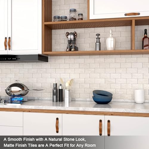 BeNice Marble Peel Stick Backsplash Tile Kitchen Rustic Beige 10pcs - Image 3