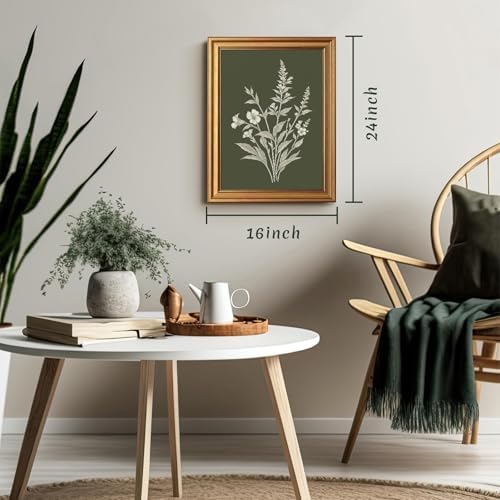 Gold Framed Floral Wall Art, Sage Green Botanical Pictures Wall Decor - Image 4