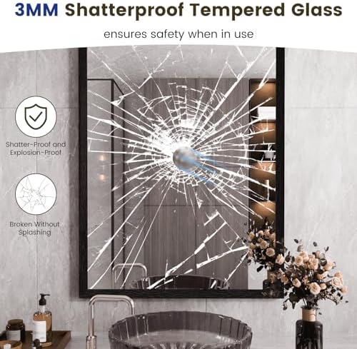WEER Matte Black Bathroom Vanity Mirror 22X30 Inch - Image 2