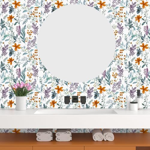 Laatse Vintage Blue Purple Wild Floral Botanical Wallpaper 17.5"x393" - Image 6
