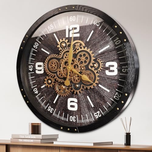 27 inch Large Real Moving Gears Wall Clocks by TOKTEKK