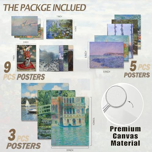 KBKBART 17pcs Claude Monet Eclectic Home Decor Aesthetic - Image 2