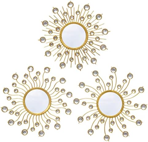 Mirror Wall Decor Sunburst Boho Gold Art Metal Living Room Bedroom Bathroom by wotieuns