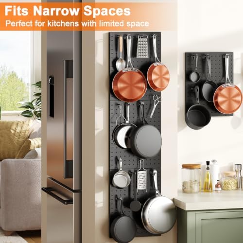 Hencawima Wall Mounted Peg board, 4 Pack Pot and Pan Organizer - Image 5