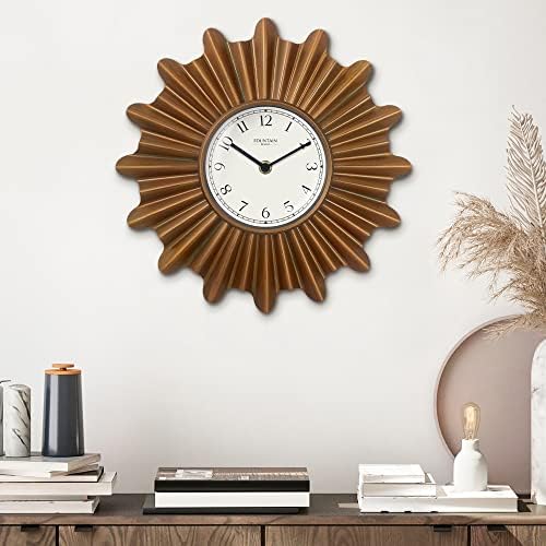 12" Mid Century Starburst Wall Clock, Antique Copper - Image 3