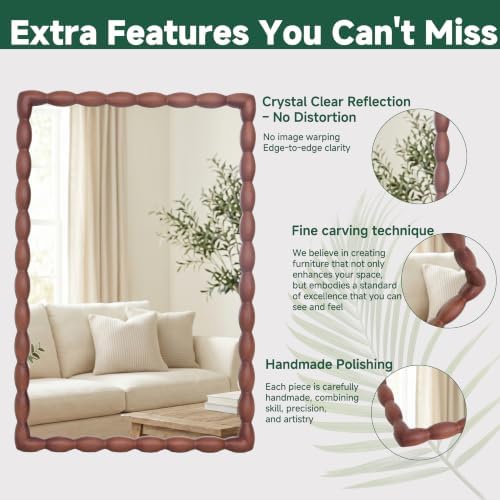 36"x24" Rectangular Solid Wood Farmhouse Decorative Wall Mirror - Image 5