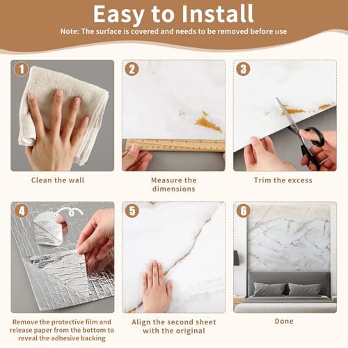 Hahafelt PVC Marble Peel and Stick Wall Panels, Living Rooms, TV Walls - Image 5