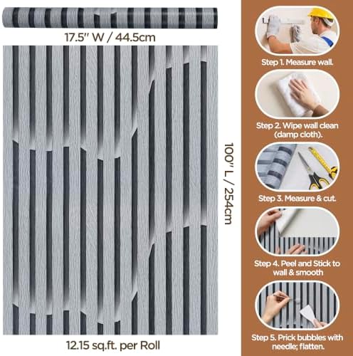 Peel and Stick Wood Slat Wallpaper 17.5" x 300" Self-Adhesive Wood Panel - Image 3