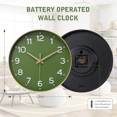 MEIRED Wall Clock 12 Inch Silent Non Ticking Battery Operated Round Wall Clock - Image 4