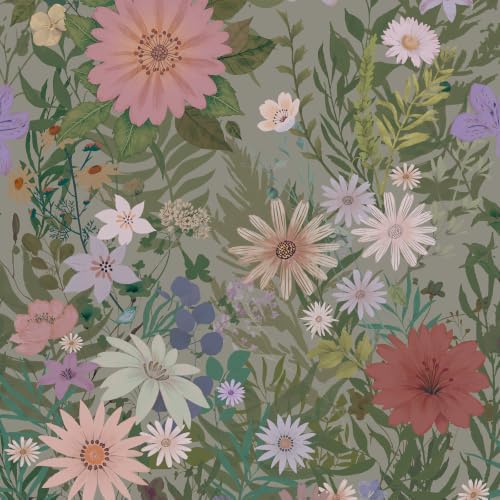 JiffDiff Floral Wallpaper Peel and Stick 17.3"x118" by wallpaper