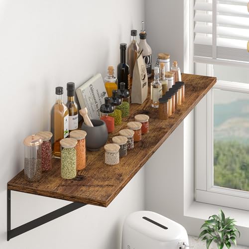 Heimlove 28W x 12D Deep Floating Shelves Set of 2 Rustic Brown - Image 2