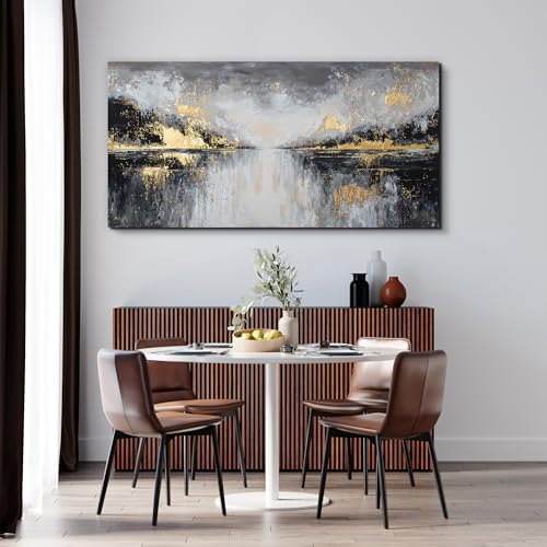 YISXINOAG Black Gold Abstract Wall Art Modern Canvas Artwork Print 20"X40" - Image 5