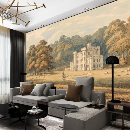 Watercolor Pastoral Landscape Painting self-Adhesive Mural, Peaceful Riverside - Image 5