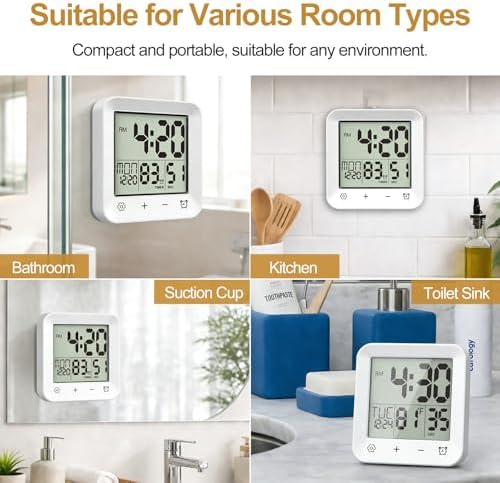 Shower Clock Waterproof, Bathroom Digital Clock - Image 6
