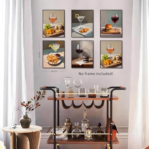 Set of 6 Quirky Cocktail Poster Martini and Cheese Crackers Cocktail Posters - Image 5