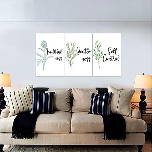 3 Piece Inspirational Wall Art, Quote "Faithfulness Gentleness Self-control" - Image 3