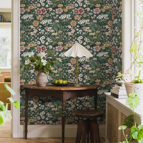 Orainege Peel and Stick Wallpaper Boho Vintage Floral Wallpaper - Image 2