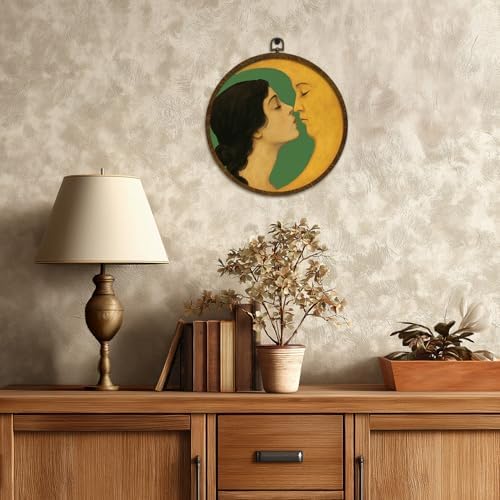 KLYTINK Romantic Moon and Young Girl Round Wall Art, Vintage-Inspired Celestial - Image 7