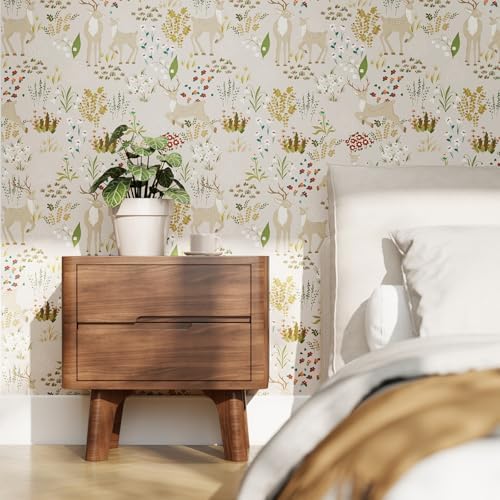 Vinjiasin Deer Nursery Peel and Stick Wallpaper, Cute Baby Room Vinyl Wall - Image 2