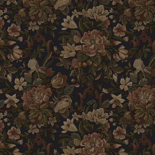 Dimoon Vintage Peel and Stick Wallpaper Dark Blue Floral Contact Paper by DIYYOURMOON