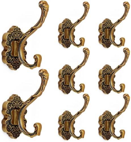 Zonon 8 Pcs Antique Gold Vintage Antique Coat Hooks Wall Mounted by Zonon