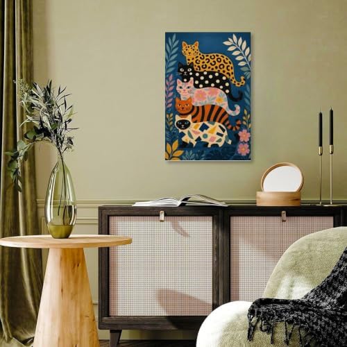 Colorful Cats Poster Whimsical Feline Animal Canvas Wall Art - Image 7