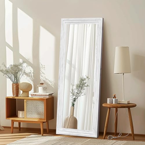 58x22in Full Length Mirror, 3-Tier Stepped Solid Wood Frame by ABSWHLM