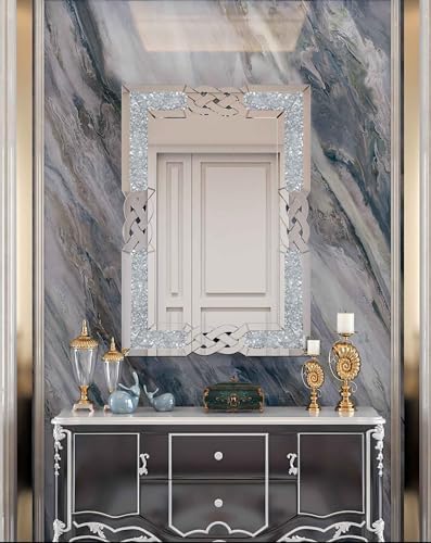 Crushed Diamond Mirror Silver: Rectangular Wall Decor 39.4"x27.5" - Image 5