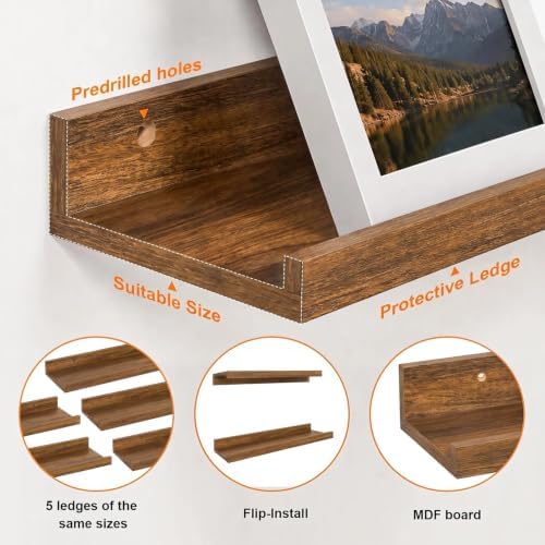 24inch Long Floating Shelves for Wall Decor, 5-Set Shelves - Image 4