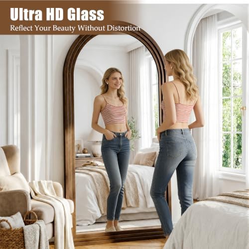 35"x78" Full Length Mirror Solid Wood Frame, Arched Floor Mirror Full Length - Image 4