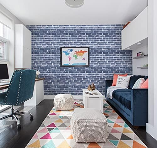 Timeet Blue Brick Wallpaper Peel and Stick Wallpaper 17.7" x 118.11" - Image 6