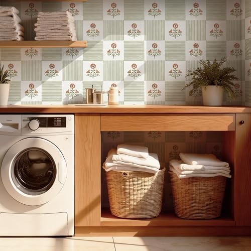 Guvana Green Floral Peel and Stick Wallpaper Boho Contact Paper Vintage Floral - Image 4