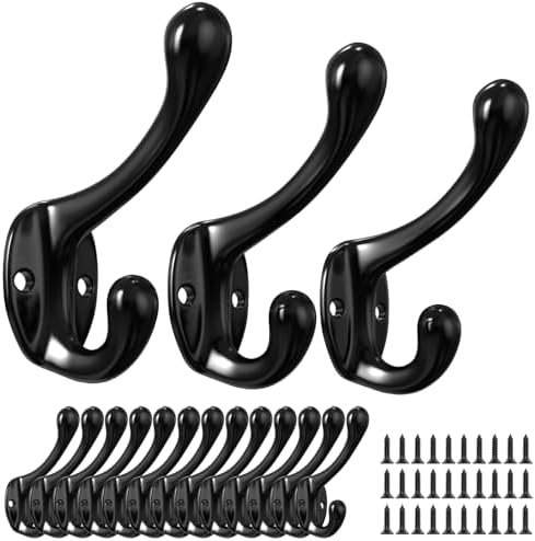 16 Pcs Black Coat Hooks, Wall Hooks by ZBDPOVT