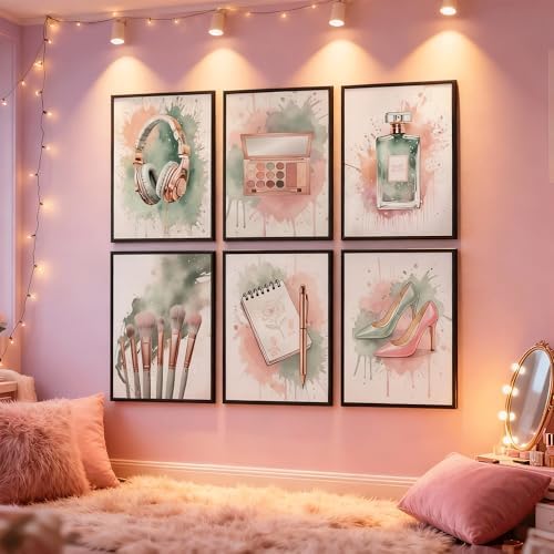 KYSNGMT Makeup Wall Art Pink and Green Fashion Posters Unframed 6 Pcs - Image 6