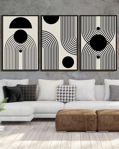 Drsoum Large 24x36in Black and White Abstract Framed Wall Art Decor Duotone - Image 5