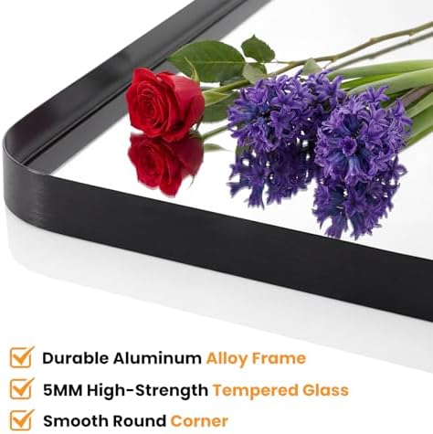 30"x 40" Black Bathroom Mirror for Sink, Rectangle Vanity Mirror - Image 4