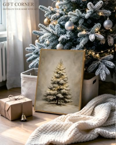 VIYYIEA Framed Winter Christmas Canvas Wall Art, Glowing Christmas Tree - Image 3