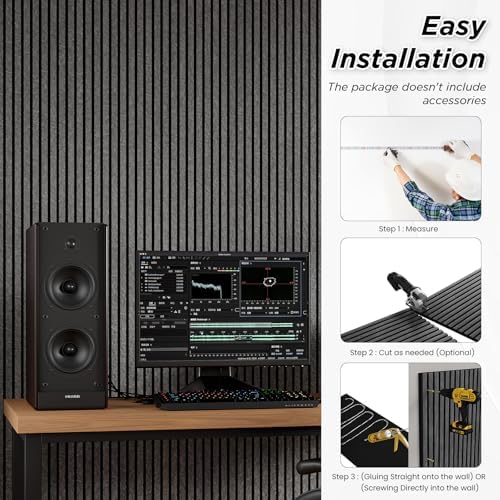 SMARTSTANDARD Acoustic Wall Panels, 4 Piece 106" x 12.6" Soundproof Slat Wall - Image 6