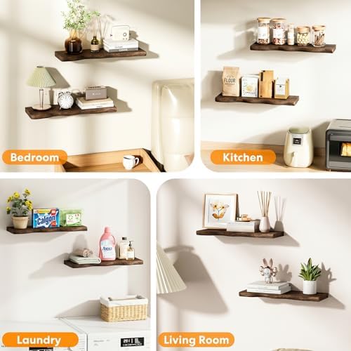 Organic Wavy Edge Floating Shelves, Hidden Brackets, 2 Pack 24 in - Image 5