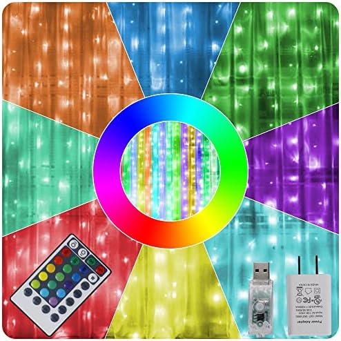 HOME LIGHTING Window Curtain String Lights, 300 LED RGB 16 Colors Changing by LJLNION