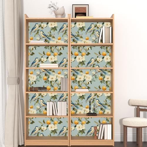 Laatse Vintage Light Blue Bird Floral Fruits Botanical Wallpaper 17.5"x393" - Image 5