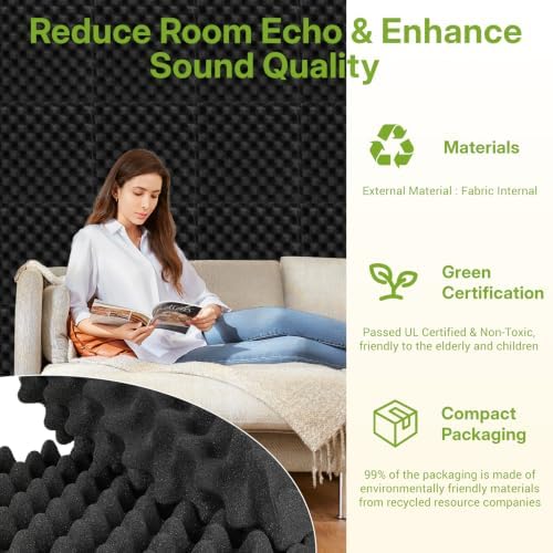 54 Pack Acoustic Foam Panels 12“ × 12” × 1" Egg Pattern Acoustic Wall Panels - Image 7