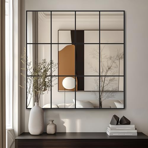 Antok Wall Mirror, Metal Framed Wall Mounted Mirror, Hanging or Leaning - Image 2