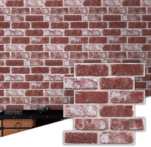 Commomy Faux Brick Wall Panels Peel and Stick Thin PVC 10 Pcs 11.8" x 11.8" by CommomyDecor