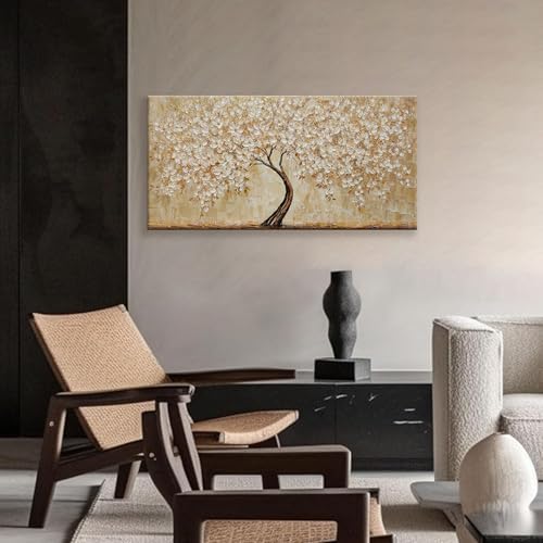 TAIJXAGSG Botanical Wall Art Gold Tree Flower Abstract Wall Decor Modern Canvas - Image 5